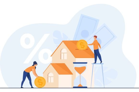 Download Tiny People Buying House in Debt Isolate - House Collection