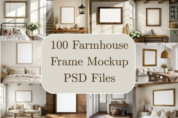 Download 100 Farmhouse Wood Frame Mockup Bundle - House Collection
