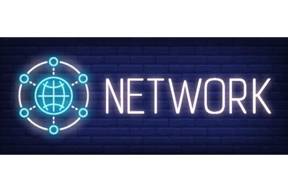 Download Network Neon Text with Global Internet S - Work Collection